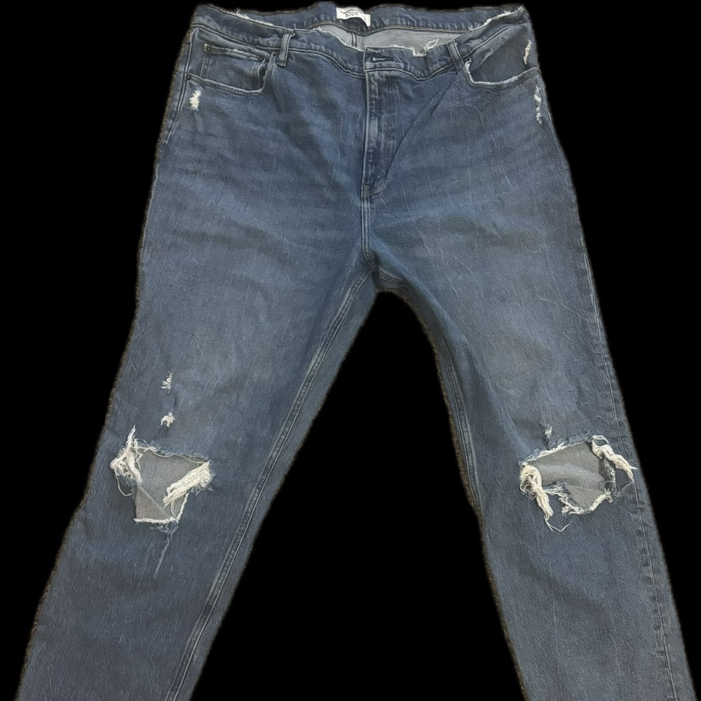 Abercrombie & Fitch Women's Straight Leg Jeans - Distressed Blue